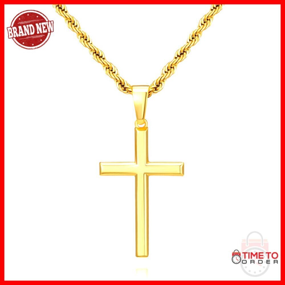 Sterling Silver Cross Necklace, Hypoallergenic, Lobster Clasp, 20" Chain
